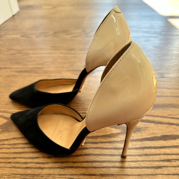 Schultz black and cream suede and patent leather heels size 7 - Picture 1 of 11